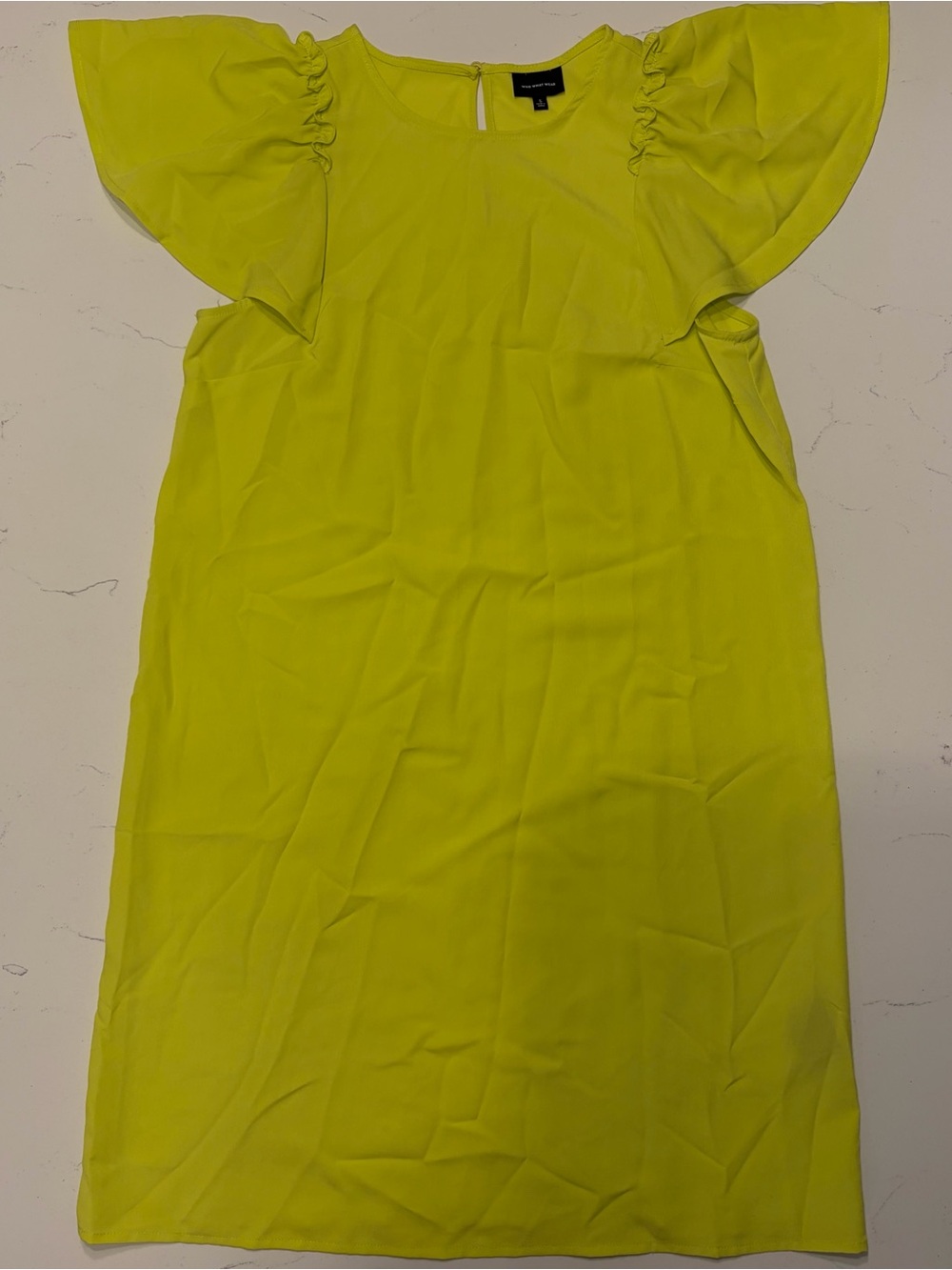 Who What Wear Women’s Lime Green Flutter-Sleeve Shift Dress
